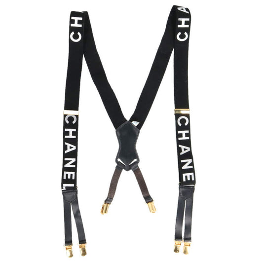 CHANEL Coco Mark Logo Suspenders Black