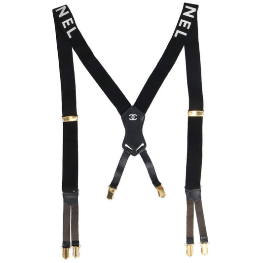 CHANEL Coco Mark Logo Suspenders Black