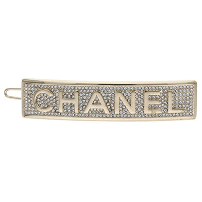 CHANEL Rhinestone Barrette Gold/Clear