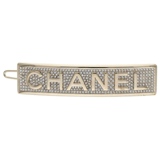 CHANEL Rhinestone Barrette Gold/Clear