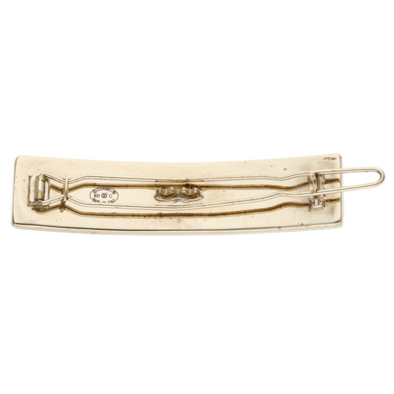 CHANEL Rhinestone Barrette Gold/Clear
