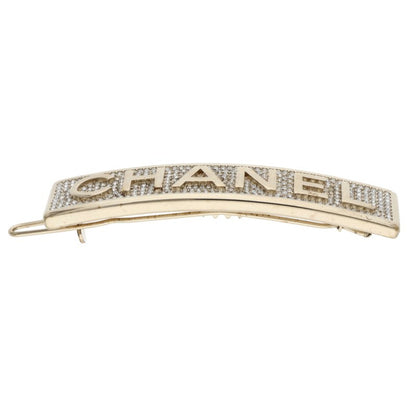 CHANEL Rhinestone Barrette Gold/Clear