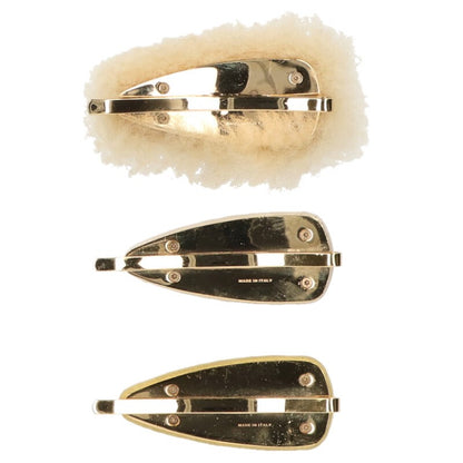 Miu Miu Patent Suede Shearling Hair Clip 3pc Size ONE SIZE