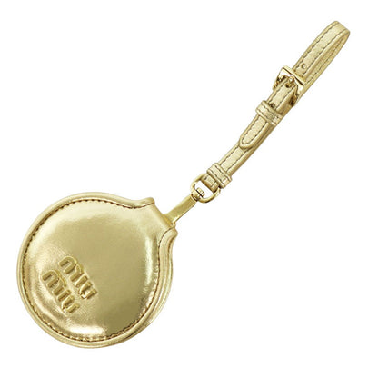 miumiu Logo Embossed Leather Keychain Gold Size ONE SIZE