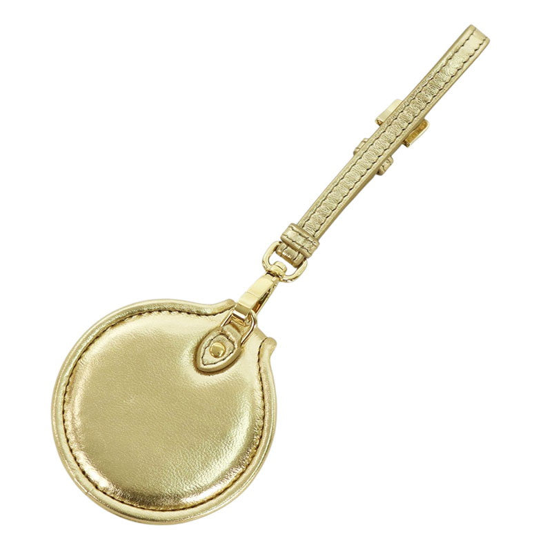 miumiu Logo Embossed Leather Keychain Gold Size ONE SIZE