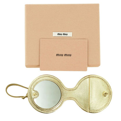 miumiu Logo Embossed Leather Keychain Gold Size ONE SIZE