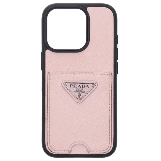 PRADA Triangle Plate Saffiano Leather Pink