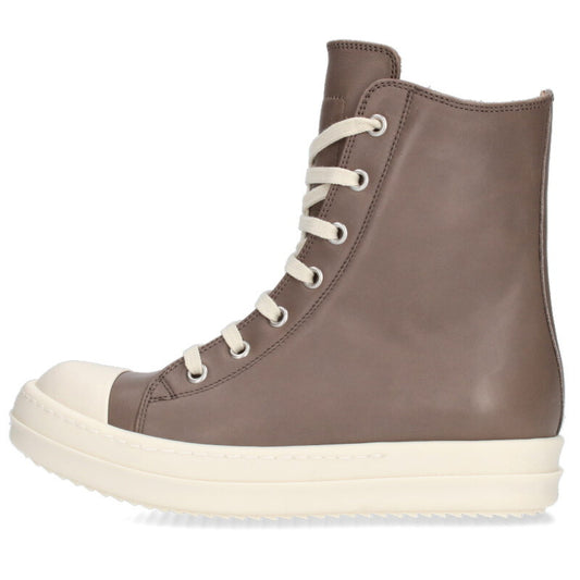 Rick Owens RAMONES Lthr Hi-Top Sneakers Brown White Size 35