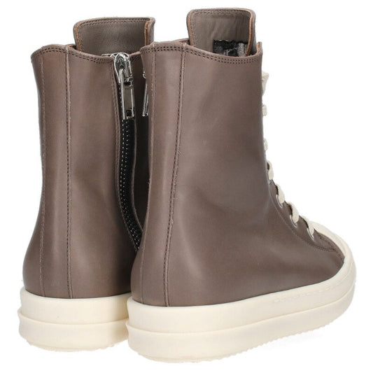 Rick Owens RAMONES Lthr Hi-Top Sneakers Brown White Size 35