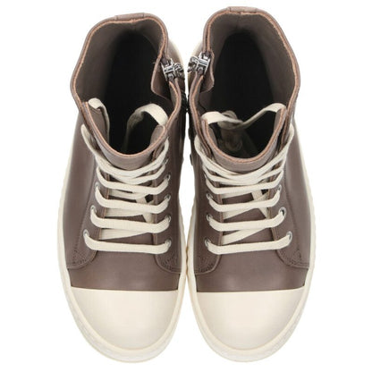 Rick Owens RAMONES Lthr Hi-Top Sneakers Brown White Size 35