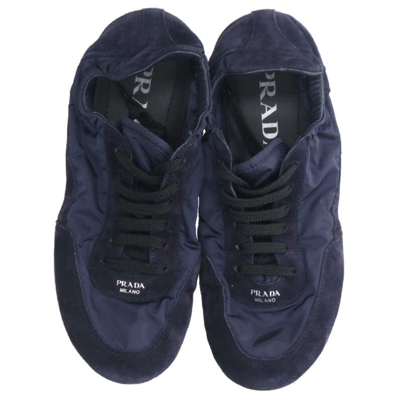Prada 25SS Re-Nylon Suede Navy Sneakers Size 35