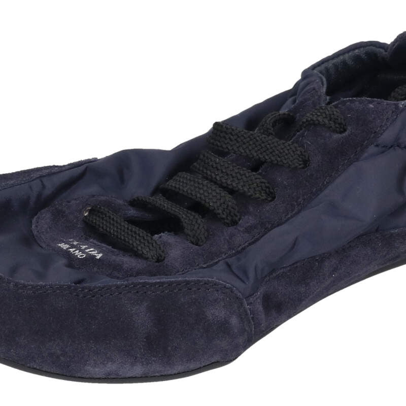 Prada 25SS Re-Nylon Suede Navy Sneakers Size 35