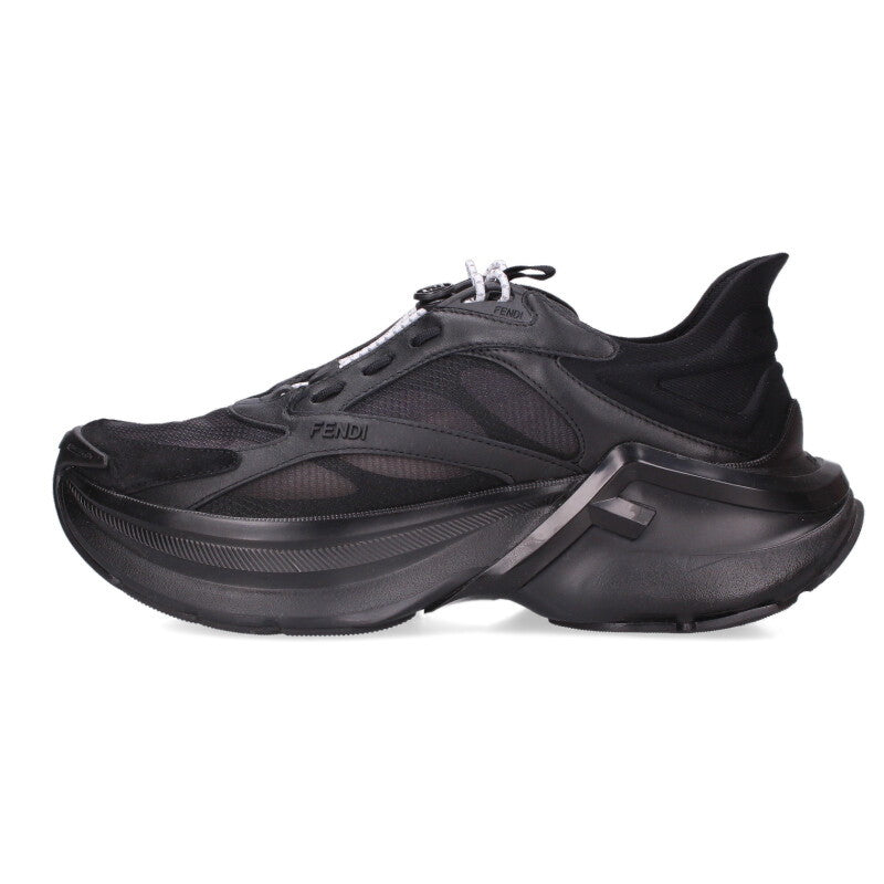 Fendi F-Light Leather Mesh Running Sneakers Black Size 38