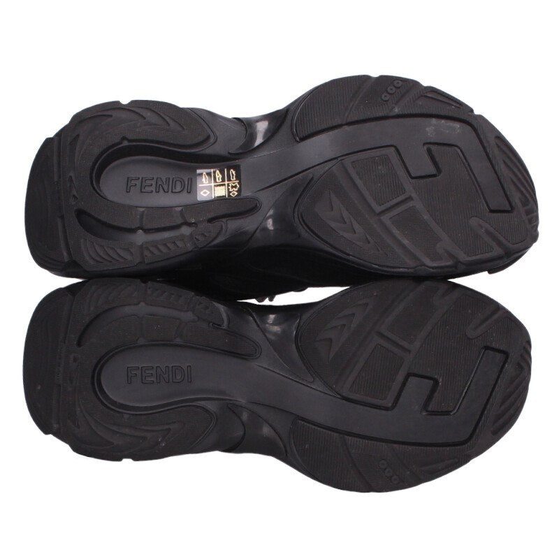 Fendi F-Light Leather Mesh Running Sneakers Black Size 38