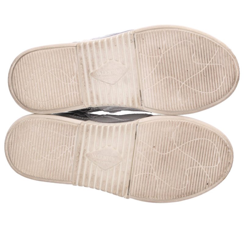 Valentino Silver Logo Embroidered Low-Cut Sneakers Size 35.5