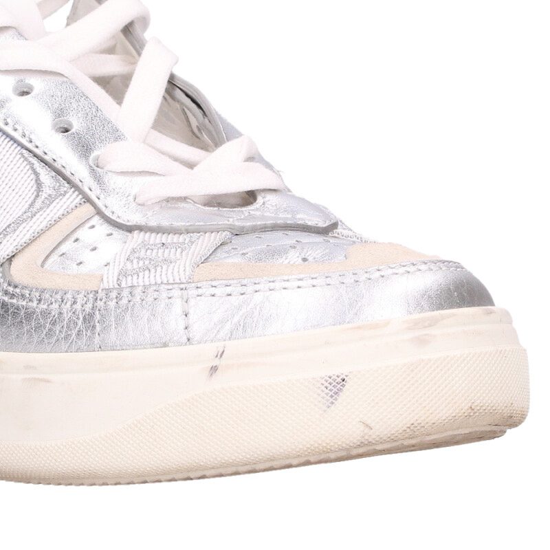 Valentino Silver Logo Embroidered Low-Cut Sneakers Size 35.5