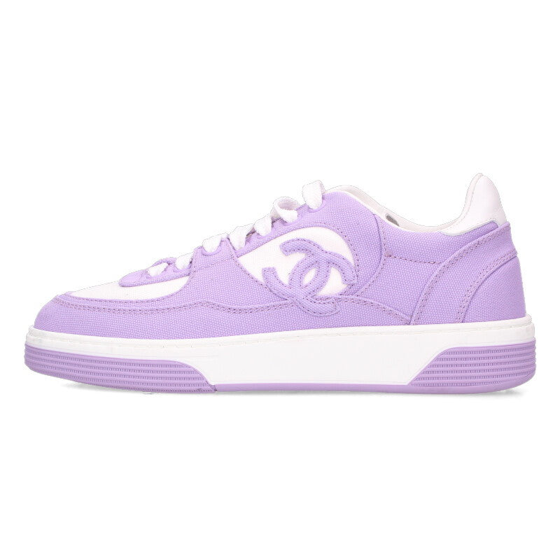 Chanel Purple Side Coco Mark Canvas Sneakers Size 35