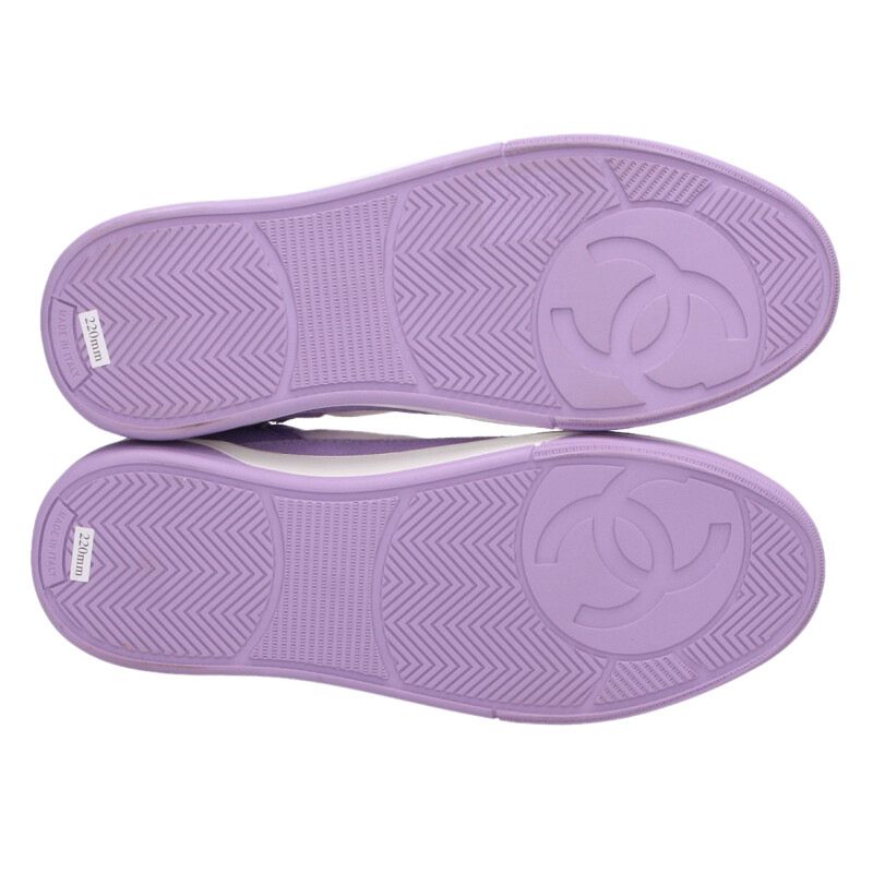 Chanel Purple Side Coco Mark Canvas Sneakers Size 35