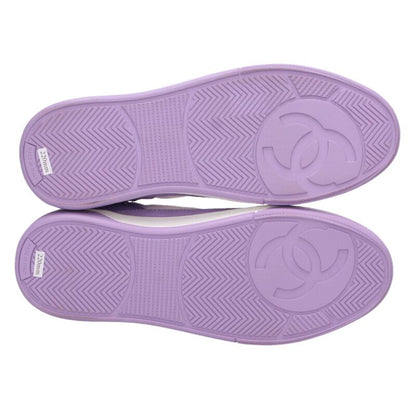 Chanel Purple Side Coco Mark Canvas Sneakers Size 35