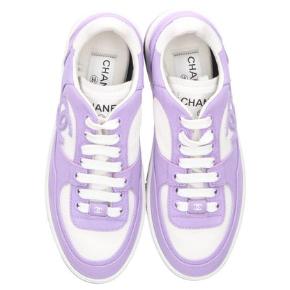 Chanel Purple Side Coco Mark Canvas Sneakers Size 35