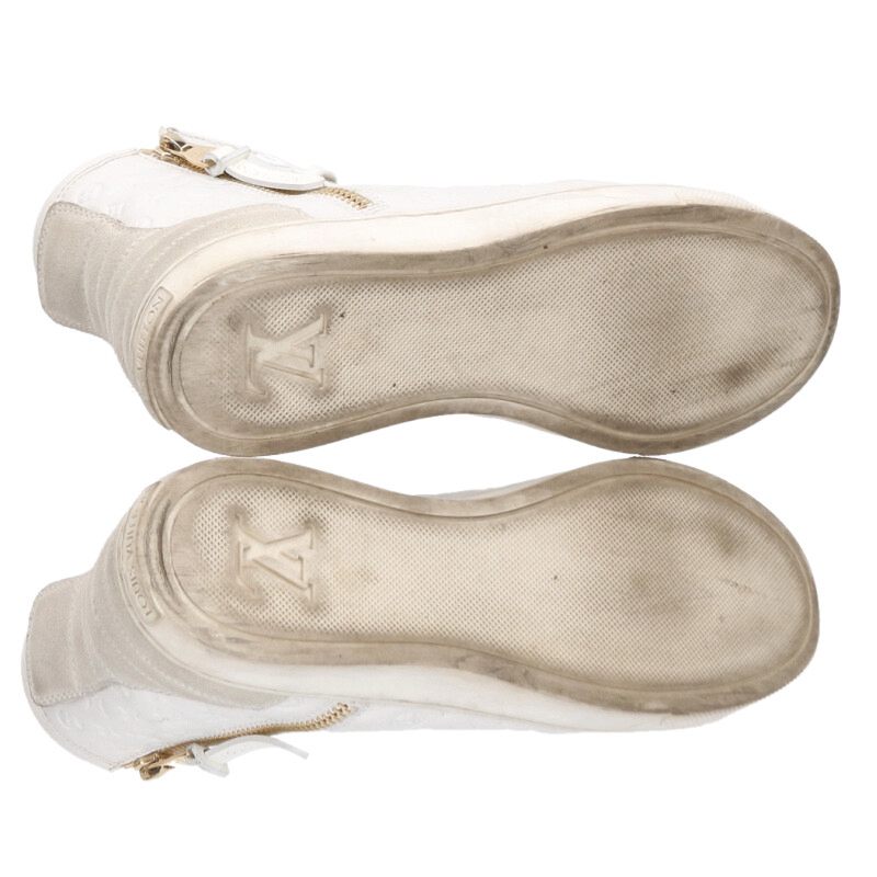 Louis Vuitton Monogram High-Top Sneakers White Size 35.5