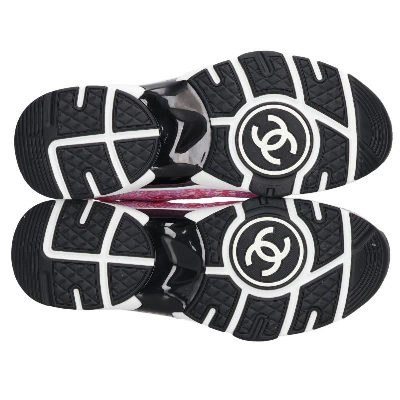 Chanel Pink Coco Mark Fabric Sneakers Size 37