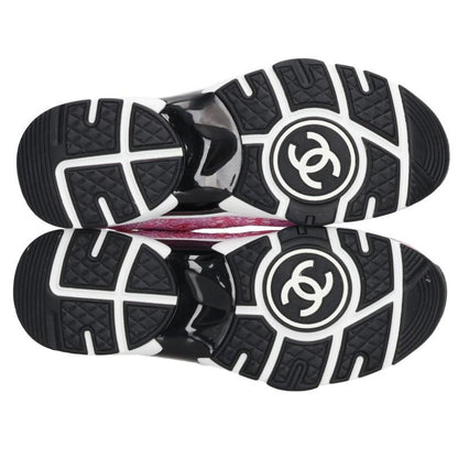 Chanel Pink Coco Mark Fabric Sneakers Size 37