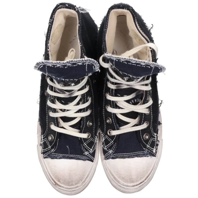 Maison Margiela Distressed Black & Hitop Sneakers Size 40