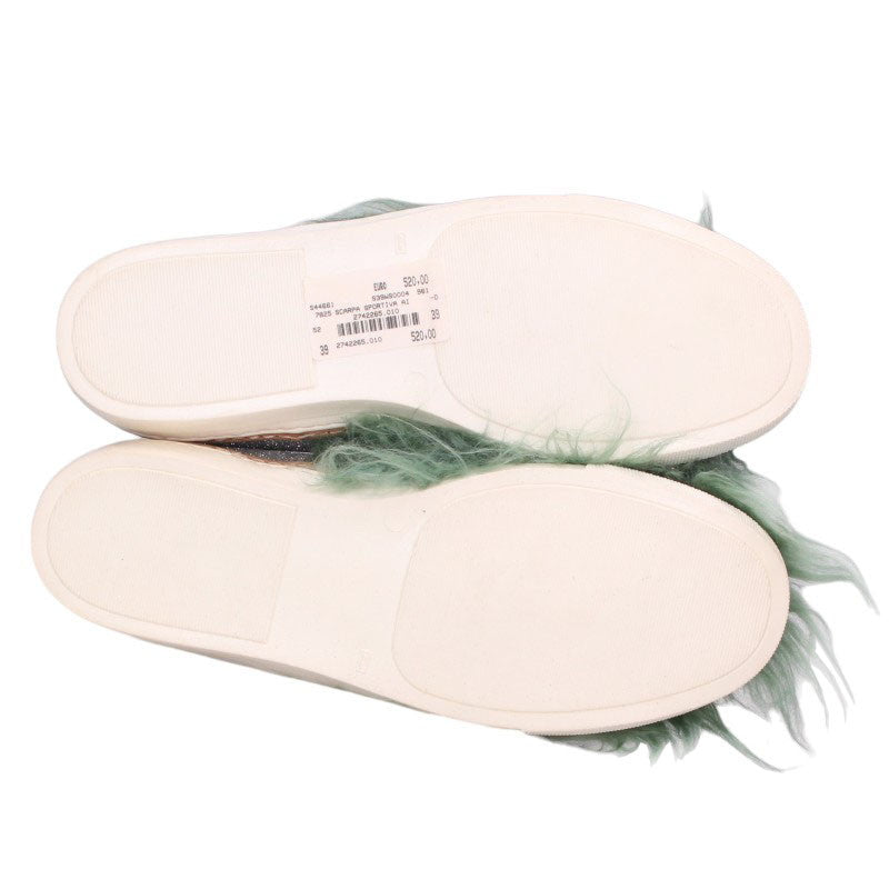 Maison Margiela Fur Trim Glitter Slip-On Sneakers Size 39