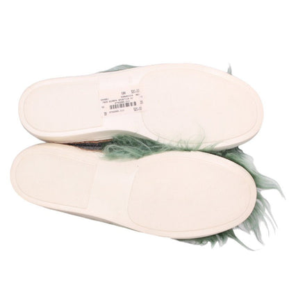 Maison Margiela Fur Trim Glitter Slip-On Sneakers Size 39