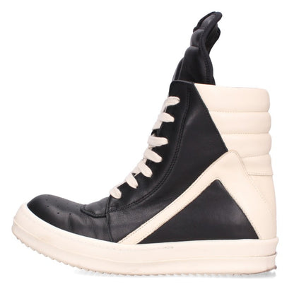 Rick Owens GEOBASKET Leather High Top Black White Size 37