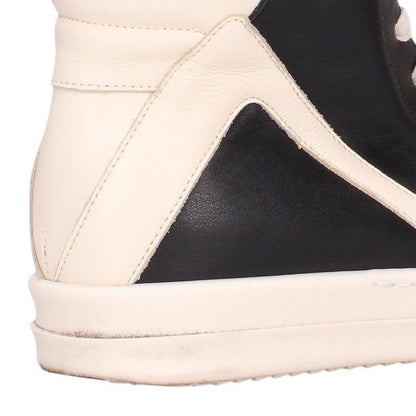 Rick Owens GEOBASKET Leather High Top Black White Size 37