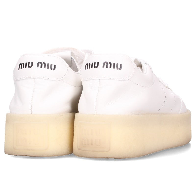 Miu Miu White Platform Leather Sneakers Size 35.5