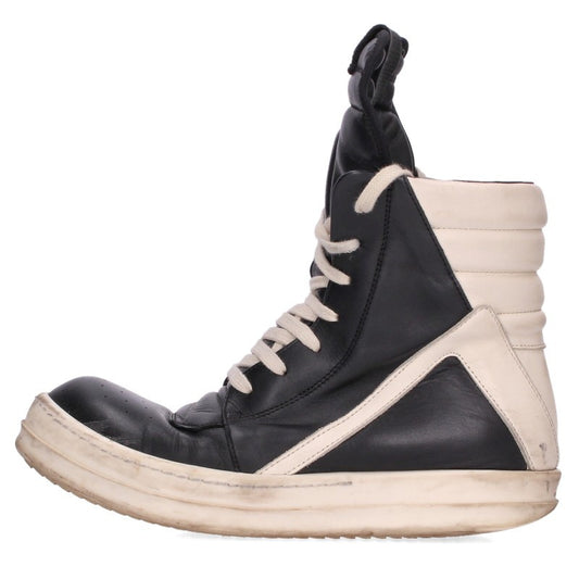 Rick Owens GeoBasket Hi-Top Leather Black White Size 37