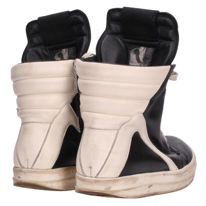 Rick Owens GeoBasket Hi-Top Leather Black White Size 37