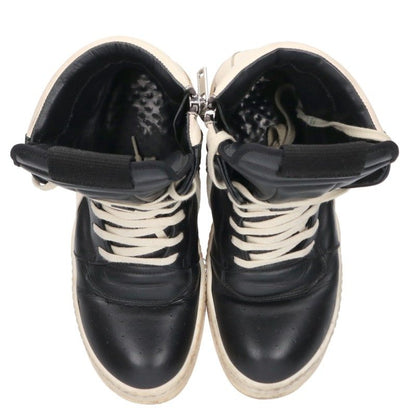 Rick Owens GeoBasket Hi-Top Leather Black White Size 37