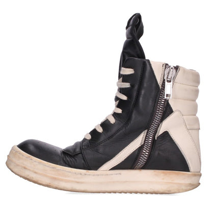 Rick Owens GeoBasket Hi-Top Leather Black White Size 37