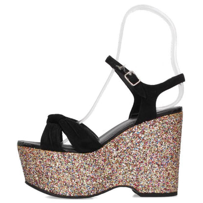 Saint Laurent Paris Multi Glitter Wedge Sandals Size 36