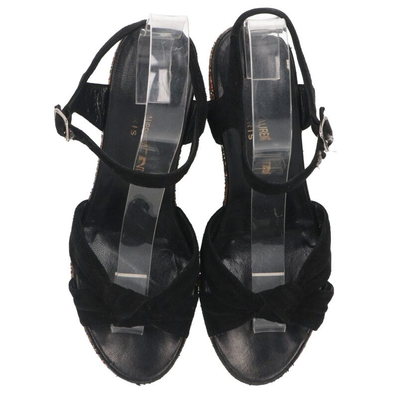 Saint Laurent Paris Multi Glitter Wedge Sandals Size 36