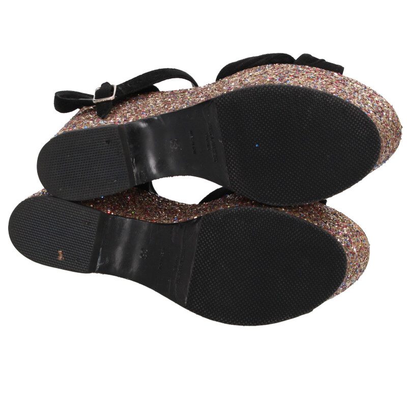 Saint Laurent Paris Multi Glitter Wedge Sandals Size 36