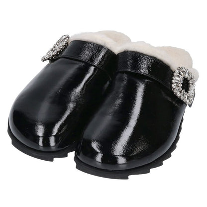 Roger Vivier Black Shearling Mouton Leather Sandals Size 40