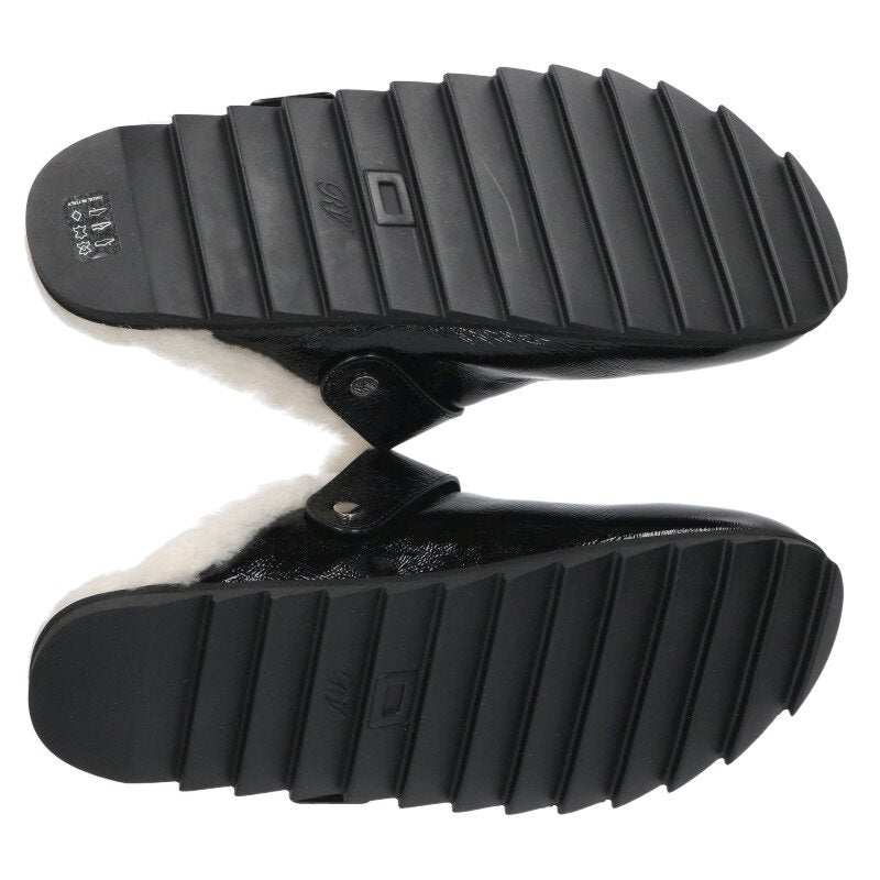 Roger Vivier Black Shearling Mouton Leather Sandals Size 40