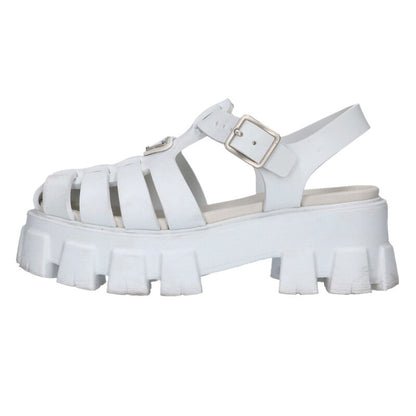 Prada White Monolith Triangle Logo Plate Sandals Size 36