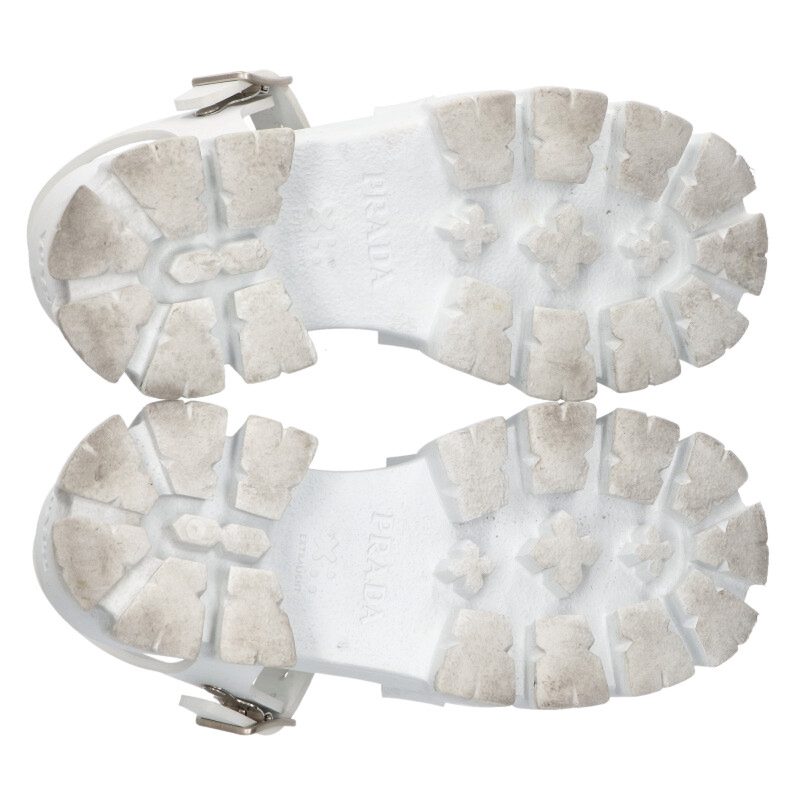 Prada White Monolith Triangle Logo Plate Sandals Size 36