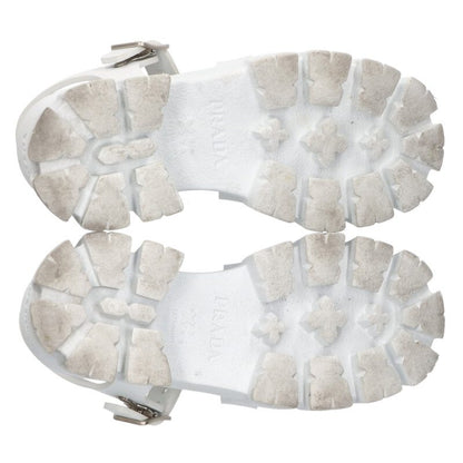 Prada White Monolith Triangle Logo Plate Sandals Size 36