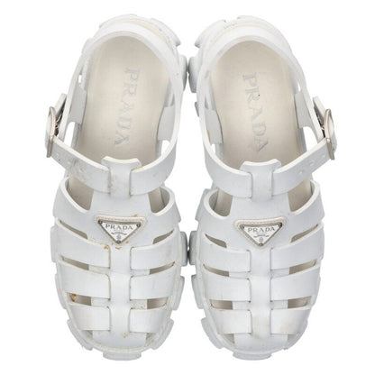 Prada White Monolith Triangle Logo Plate Sandals Size 36