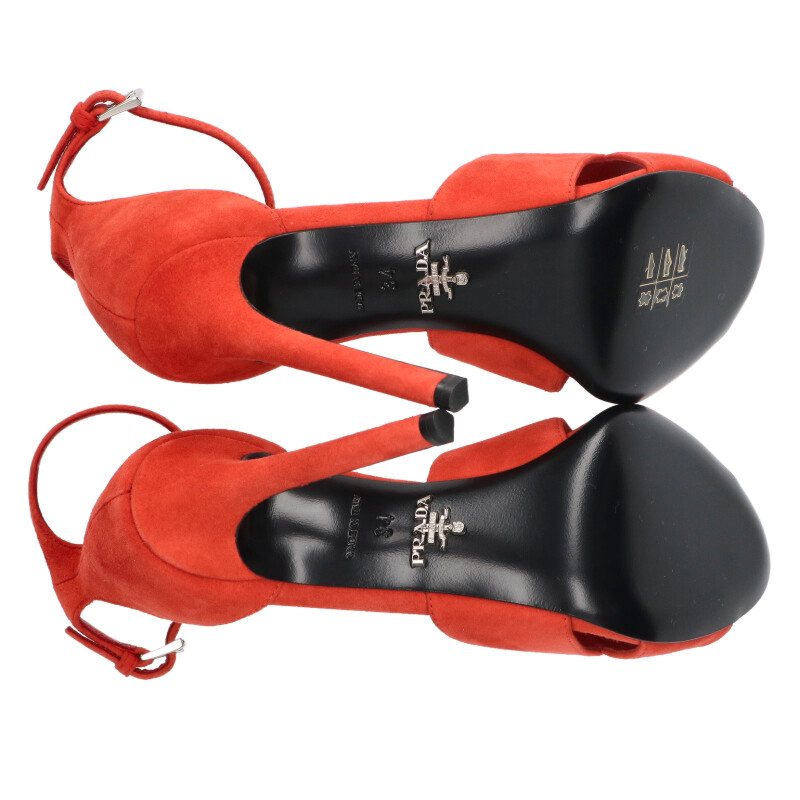 Prada Red Leather Strap Sandals Size 34