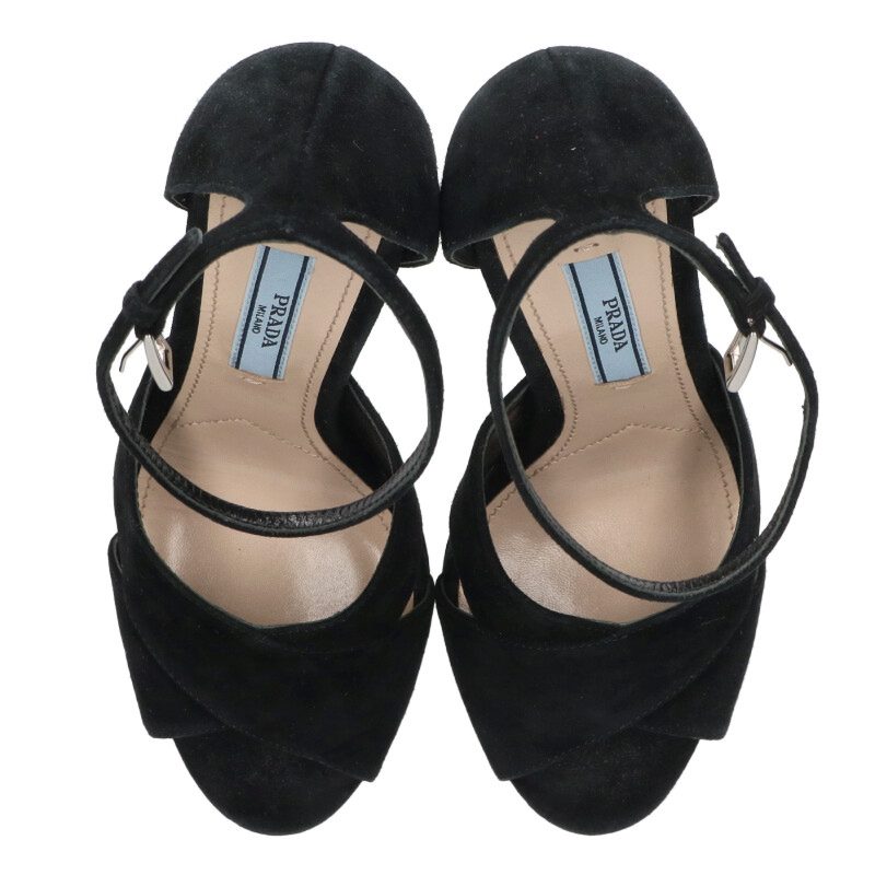 Prada Black Leather Strap Sandals Size 34