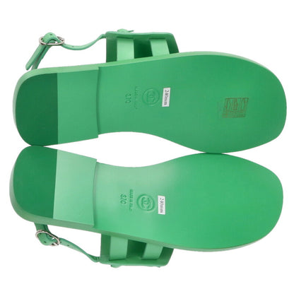 Chanel Green Coco Mark Flat Sandals Size 37