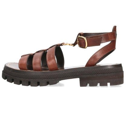 Celine Claire Triomphe Gladiator Sandals Brown Gold Size 38